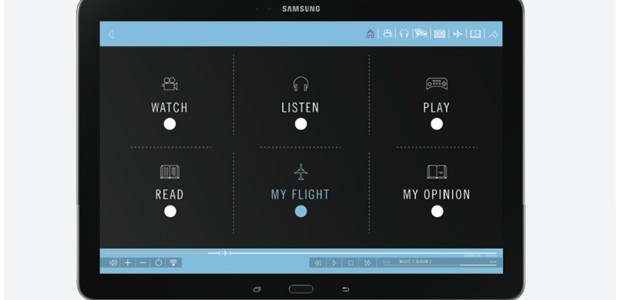 Samsung-Tablets sind Bestandteil des Unterhaltungssystems.