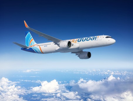 Airbus A321 Neo in den Farben von Flydubai: Ab 2032 am Himmel zu sehen.