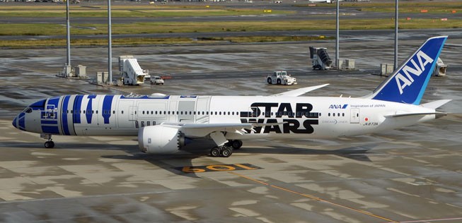 Star-Wars-Dreamliner von ANA All Nippon Airways in Tokio Haneda.
