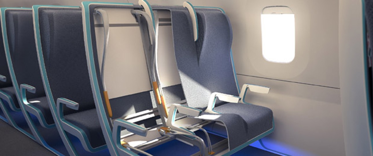Flexibel und komfortabel: Die Flugzeugsitze bestehen aus beweglichen Elementen.