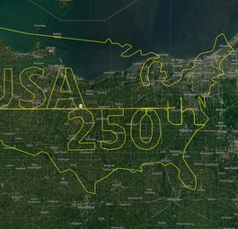 Gezeichnet per Flugverlauf: Gratulation an die USA.