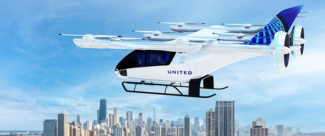 Flugtaxi von Eve im United-Look: Sollen schon ab 2026 unterwegs sein.