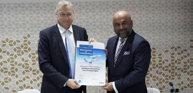 <strong>16. November:</strong> Airbus hat mit der in Kuwait ansässigen Jazeera Airways eine Absichtserklärung über 20 A320 Neo, acht A321 Neo und fünf weitere Optionen unterzeichnet.