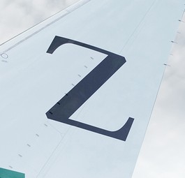 Heckflosse eines Dreamliners von Zipair: Das Logo kann falsch verstanden werden.
