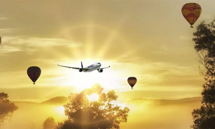 Flugzeug, Sonne, Ballons: So inszeniert sich Air Hollandia auf ihrer Webseite.