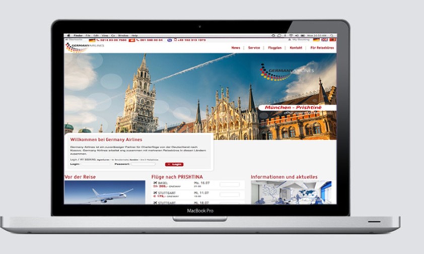 Webseite von Germany Airlines: Auf den ersten Blick sieht alles seriös aus.