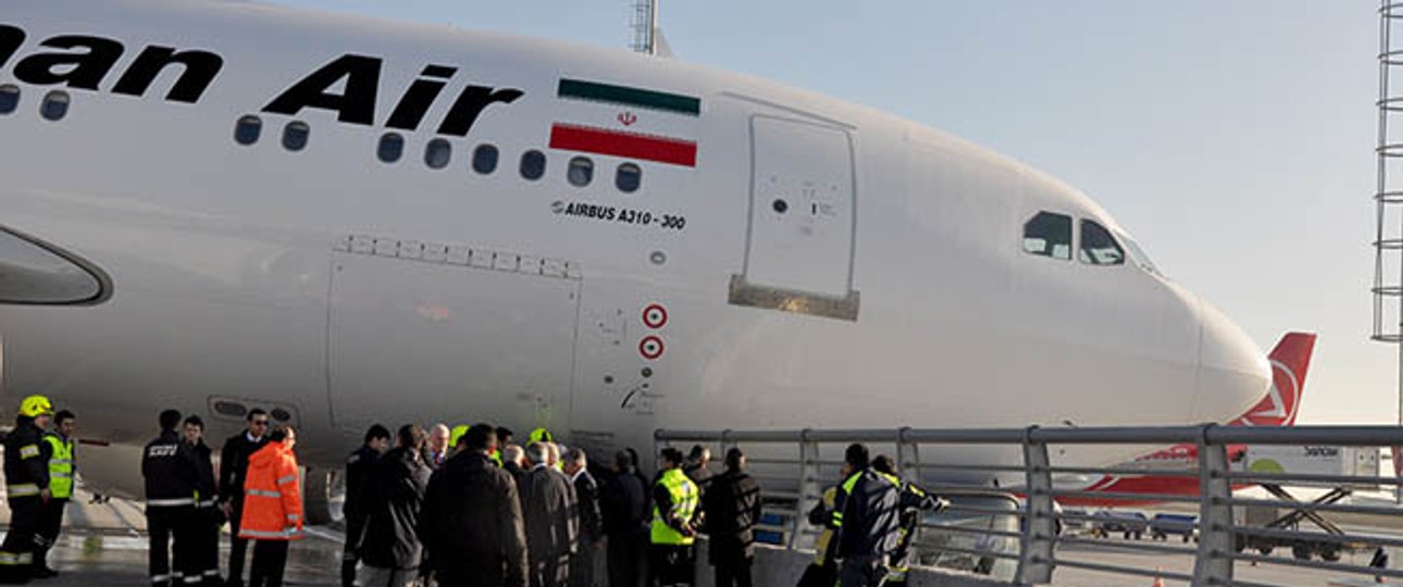 Der Airbus A310 von Mahan Air war aus Teheran gekommen. Beim Rollen konte er nicht bremsen.