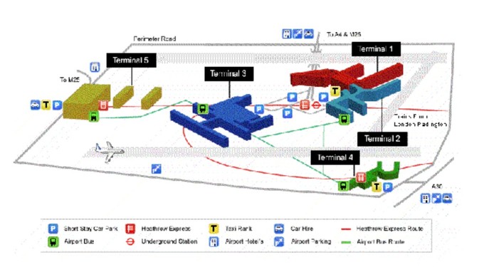 So liegt Terminal 1 im Vergleich zu den anderen Terminals.