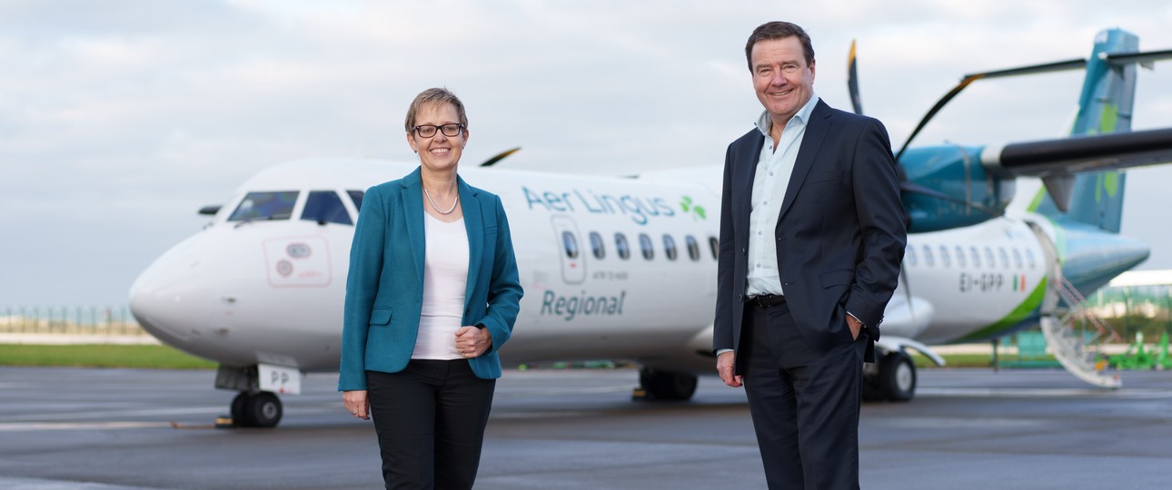 Aer-Lingus-Chefin Lynne Embleton und Emerald-Chef und -Eigentümer Conor McCarthy: «Große Chancen».