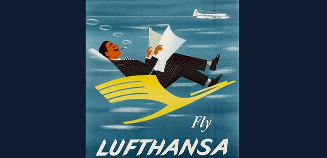 Altes Lufthansa-Plakat: Die Zeiten waren für Airlines noch schön, als es keine Konkurrenz gab.