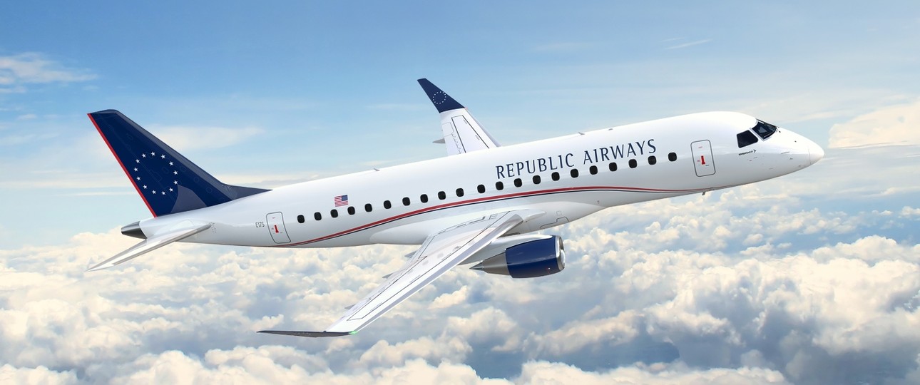 Embraer E175 in den Farben von Republic: Die Airline kaufte groß ein in Farnborough.