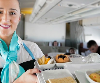 So sieht die plastikfreie Version des Business-Class-Menüs aus...