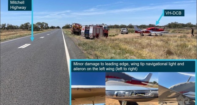 Cirrus SR22 nach der Notlandung auf einem Highway: Der Pilot wurde von der australischen Behörde für sein Verhalten gelobt.