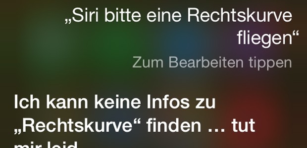 Apples Siri: Sie ist im Vergleich zur Cockpit-Technik sowas wie ein Primat. Und wir sind keine Piloten – daher ist unser Kommando bestimmt nicht das richtige.