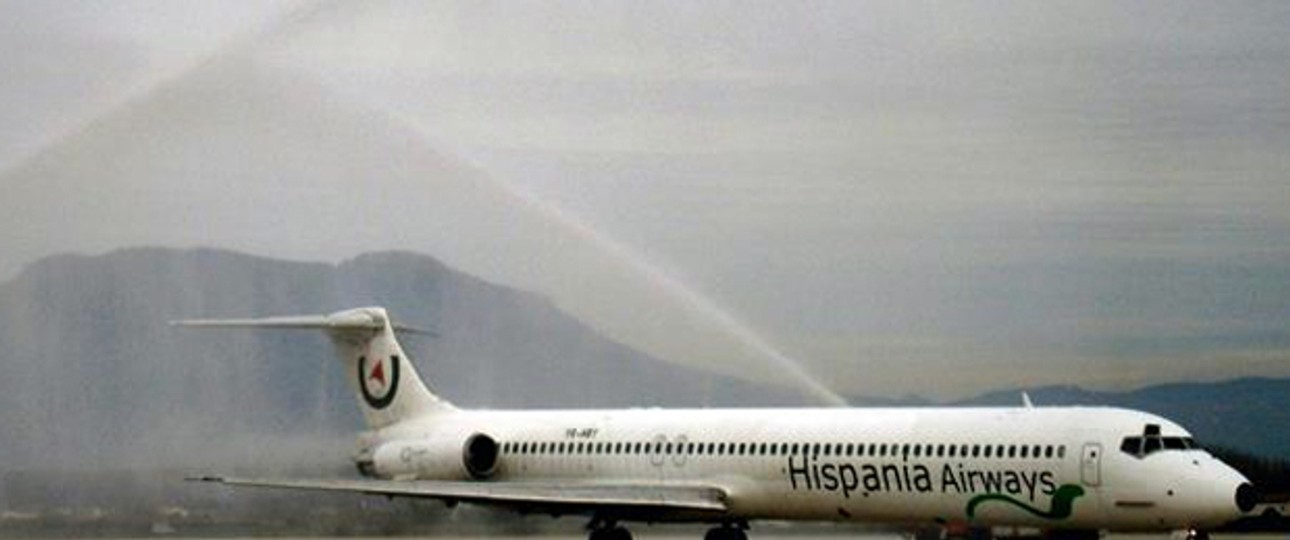Taufe der MD83 in den Farben von Hispania: Fliegt nicht mehr.