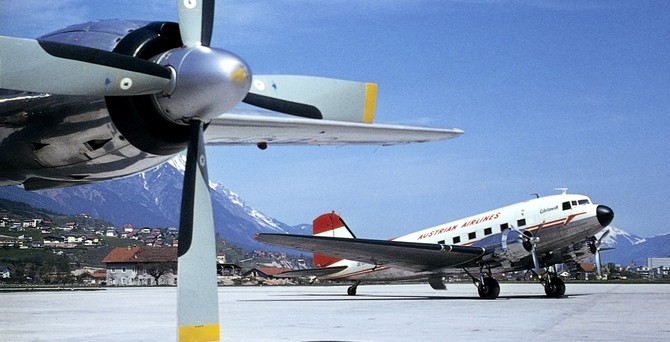 Austrian Airlines in den 60er Jahren am Flughafen Innsbruck: Lange Geschichte.