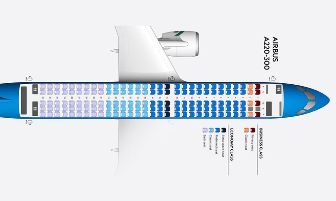 Sitzplan: ITA Airways' A220-300.
