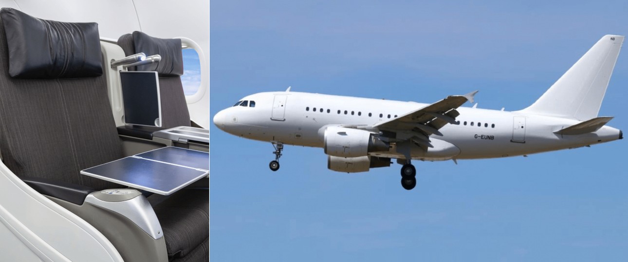 Airbus A318 von Titan Airways: Nur 32 Sitze.