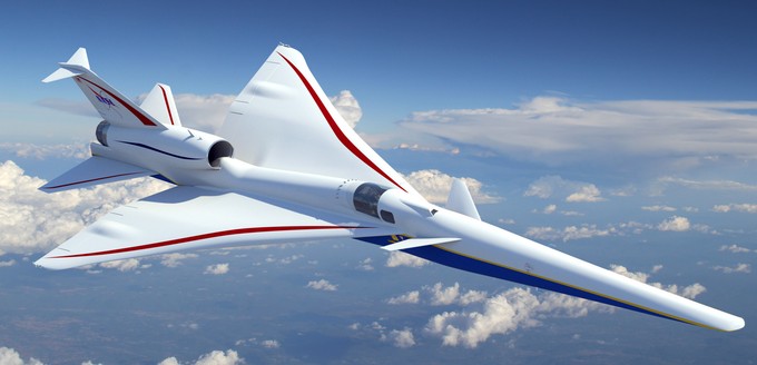 Kein Knall mehr: So leise wie eine zugehende Autotür soll die X-59 der Nasa im Überschallflug sein. Möglich machen soll das die extrem langgezogene Nase.