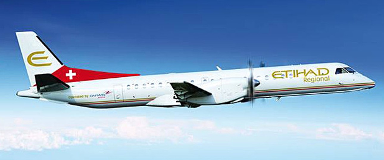 Saab 2000 von Etihad Regional: In der Schweizer unter Druck.