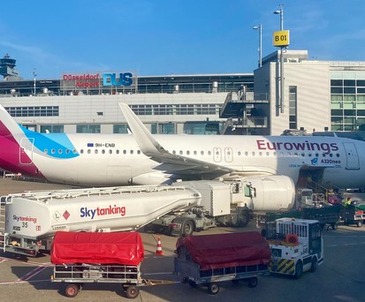 Die 9H-ENB am 12. Mai 2024 am Flughafen Düsseldorf: Ein Airbus A320 Neo.