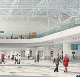 Visualisierung des Flughafens Domodedovo: So könnte Terminal 3 aussehen.