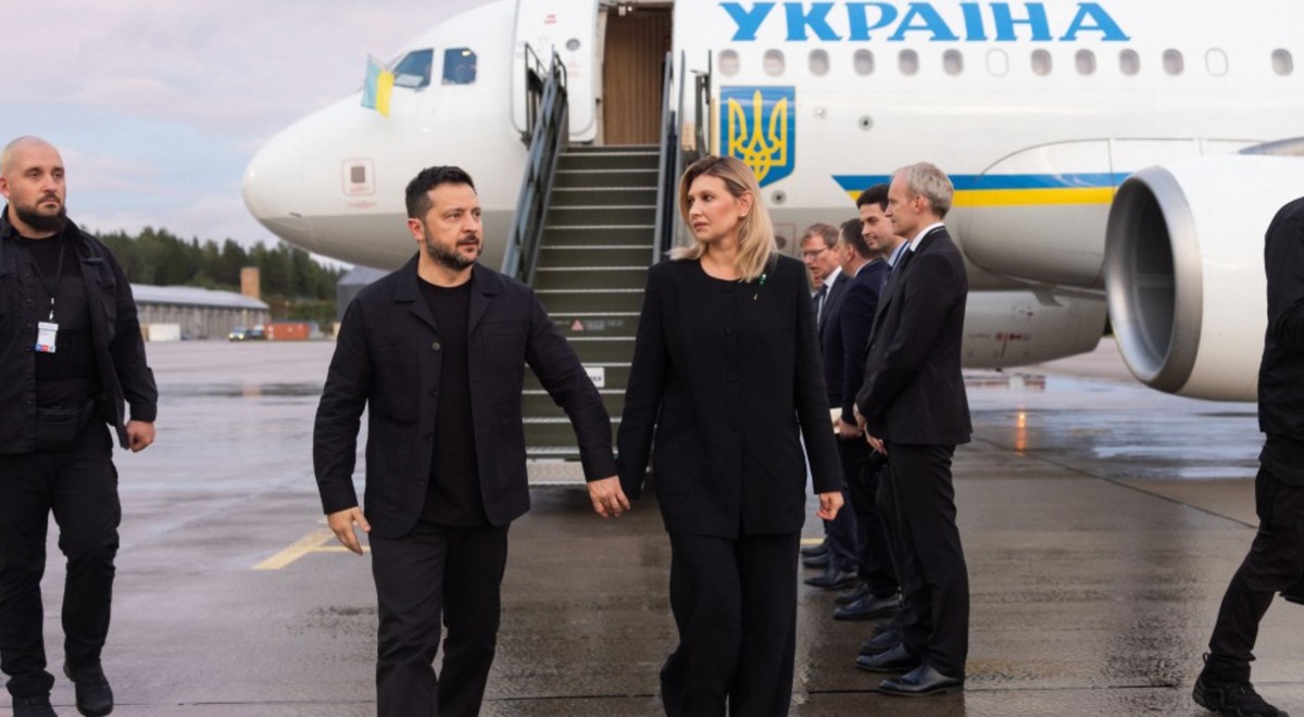 Der ukrainische Präsident und seine Frau bei der Ankunft tin Norwegen: Es ging glimpflich aus. 