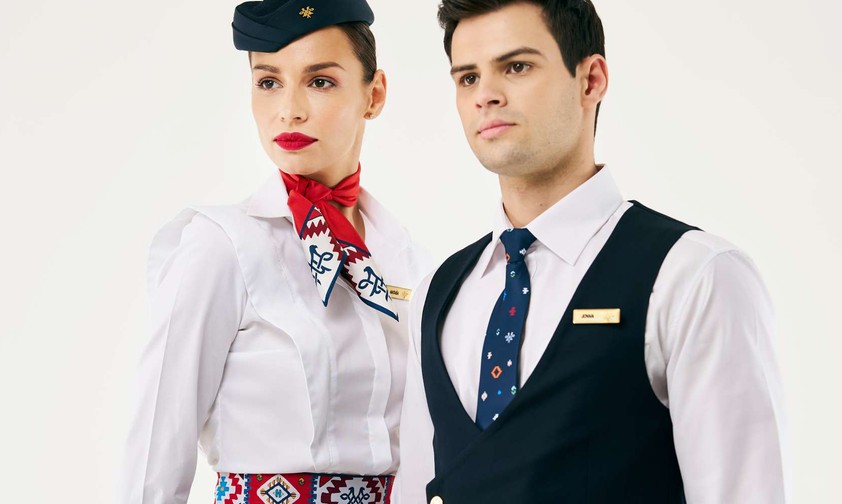 Neue Uniformen für das Air-Serbia-Personal: Das Design soll traditionelle serbische Symboliken aufnehmen.