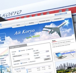 Flugzeug von Air Koryo und die neue Internetseite: Nicht besonders informativ.