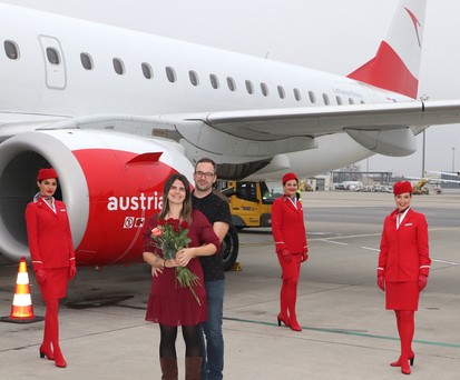 Peter U., Nina M. und die AUA-Crew: Im Sommer wird geheiratet.