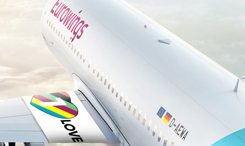 Virtuelles Zeichen: Eurowings-Jet mit One-Love-Binde.