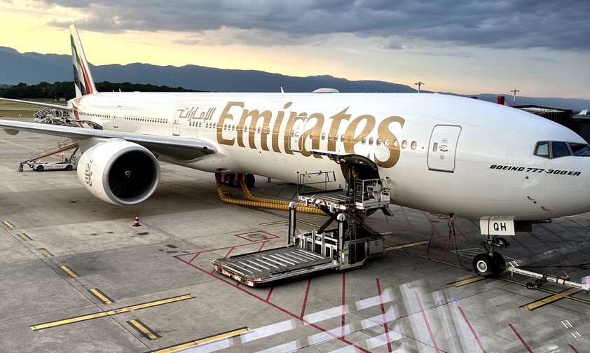 Eine der Boeing 777 mit Premium Economy.