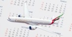 Boeing 777-9 von Emirates: Blick auf den Kalender.