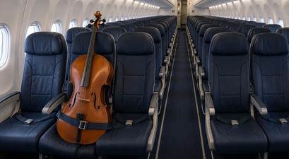 Cello im Flugzeug: Es wird wohl immer noch einen Sitz brauchen. 