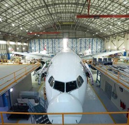Swiss-Flieger im Hangar von Joramco: Junge Partnerschaft.