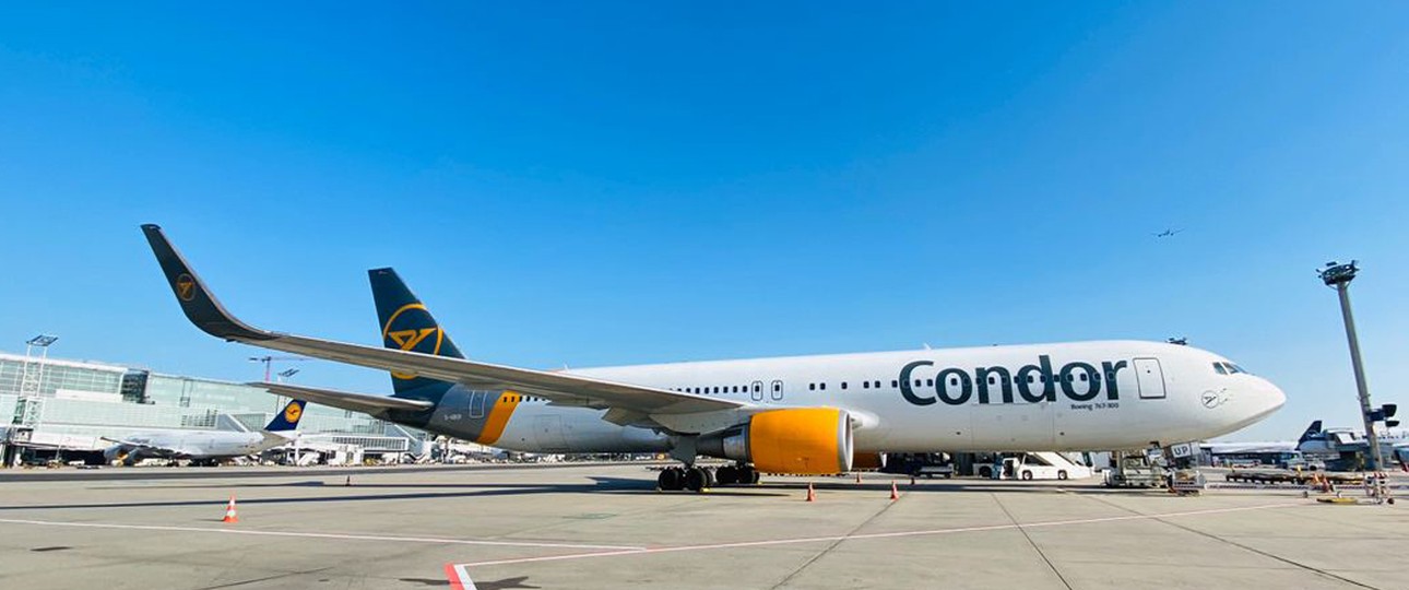 Condor flog mit Boeing 767 mehrmals für das britische Militär zwischen Birmingham und Dubai.