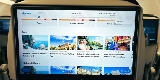So sieht das testweise installierte neue Inflight Entertaiment von Discover Airlines aus.