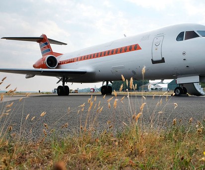 Die Fokker 70 bei ihrem Abschied aus den Niederlanden.
