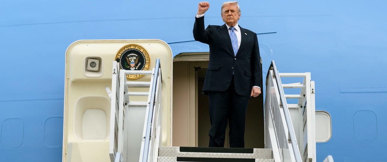 Donald Trump vor der alten Air Force One: Sie musste noch einmal los. 