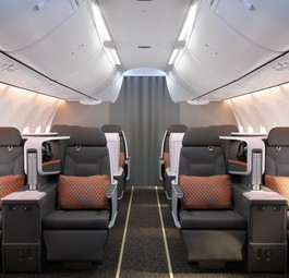 Zehn Business-Class-Sitze gibt es in den Boeing 737 Max von Singapore Airlines.
