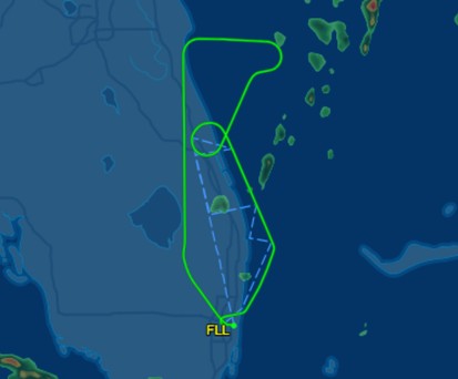 Die Route von Allegiant-Flug G4485: Der Airbus A320 flog erst nach Norden und drehte anschließend Richtung Osten - dann kam es zu der kritischen Situation.