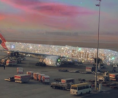 Glitzerflugzeug von Emirates: Leider nur eine Fotomontage.