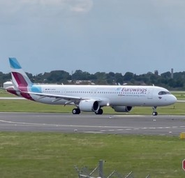 Kurz vor dem Start: Der erste A321 Neo von Eurowings am 20. Juli in Düsseldorf.