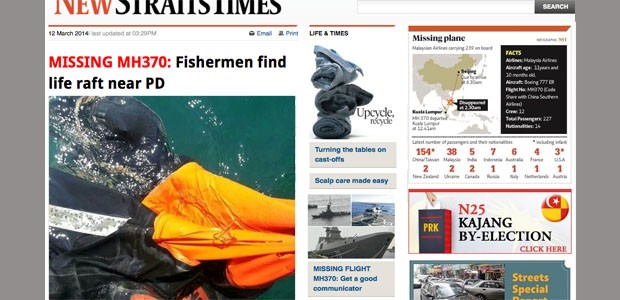 Bild des Rettungsbootes in der malaysischen Zeitung Straits Times.