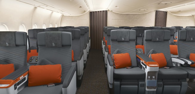 Die Konfiguration in der Premium Economy Class ist 2-4-2.