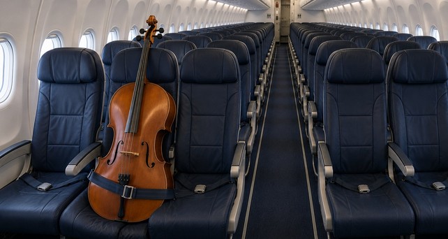 Cello im Flugzeug: Es wird wohl immer noch einen Sitz brauchen. 