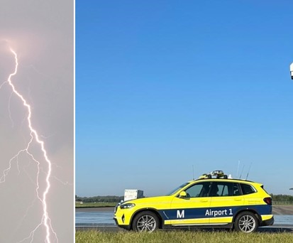 Blitze und eine Feldmühle am Flughafen München: Haben nicht alle Airports.