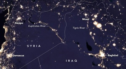 Syrien in der Nacht: Neuer Flugkorridor ermöglicht neue Flugrouten.