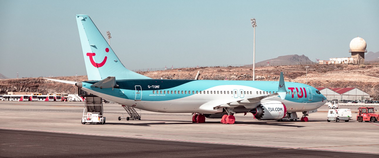 This Tui Boeing 737 Max registered as G-TUMF took off from Tenerife.