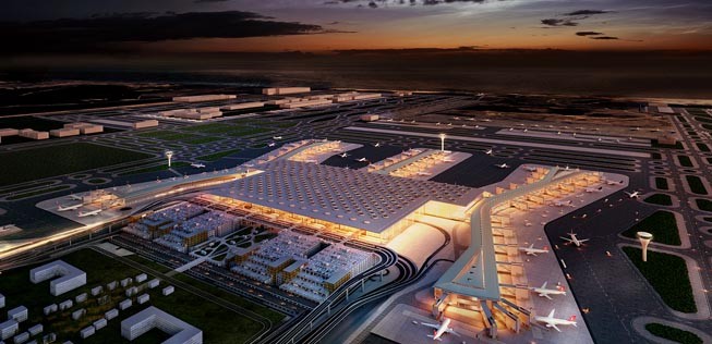 Im Endausbau können am Istanbul New Airport vier Airbus A380 gleichzeitig abgefertigt werden.